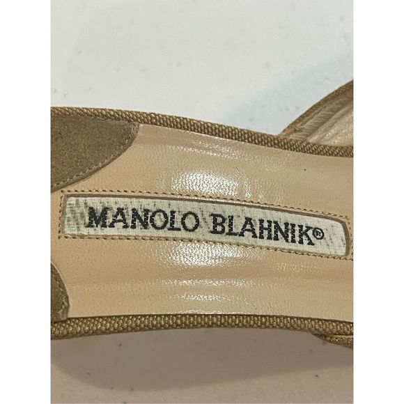 Manolo Blahnik women’s shoes size 38.5 tan with black rhinestone - Picture 5 of 8